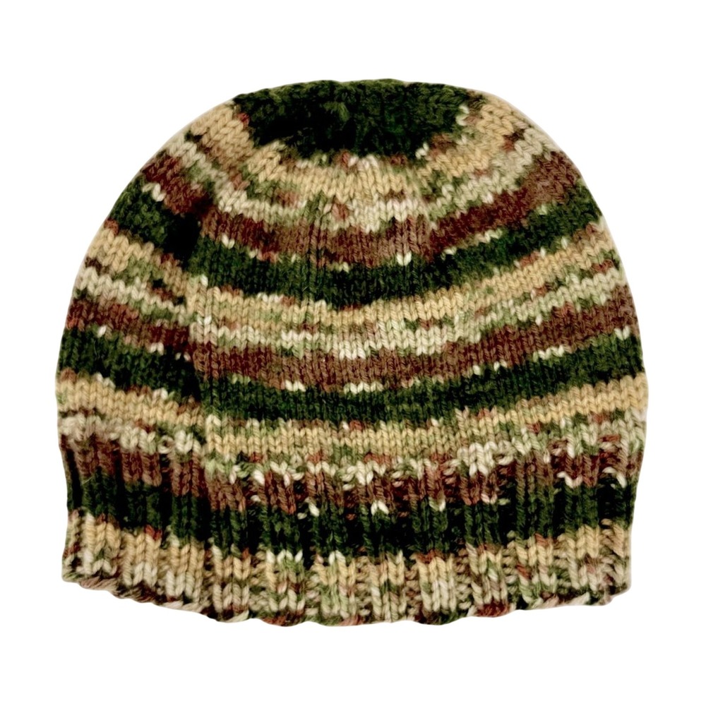 Camo Color Knit Handcrafted Homemade Beanie Hat Cap Unique One‎ Size Fits Most